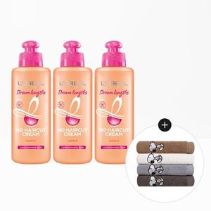 [로레알파리] 드림랭스 노 헤어컷 크림 200ml 3개+스누피 타올 1장(랜덤)