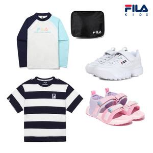 [FILA KIDS]올여름! 휠라키즈 베스트 아이템으로 풀 착장!~최대54%! 샌들/아동화/레쉬가드/반팔/티셔츠/상하세트/팬츠/원피스