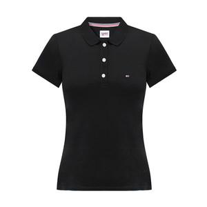 타미힐피거 타미진스 슬림핏 여성 반팔 티셔츠 폴로티 카라티 블랙 DW0DW09199-BDS
