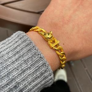 순금 24k 금 재규어 남자 체인 줄 신형 팔찌 37.5g(10)+18k잠금장치 선물