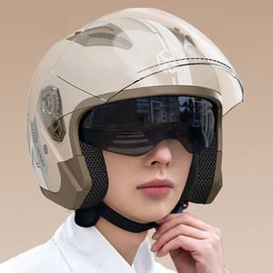 오토바이 오픈 페이스 헬멧, 듀얼 선바이저 퀵릴리즈 버클, 사이클링 모토크로스 슈트, 3/4 하프 헬멧, 남녀공용