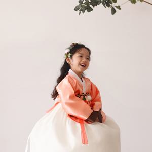 [롯데백화점]모리앙한복 첫눈아래 살구 여아한복