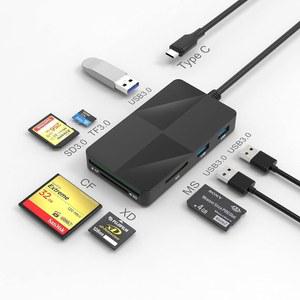 USB C 멀티 카드 리더 허브, 5개의 슬롯과 3개의 3.0 허브가 포함된 타입 5Gbps XD SD TF CF MS 키보드 마우스 U 디스크, 소니 메모리 스틱 프로 듀오 8포트 동시 읽기