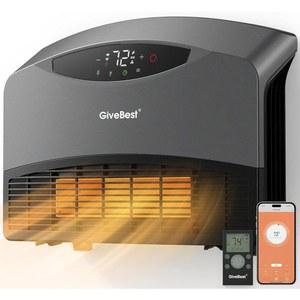 WIFI 및 리모컨이 장착된 벽걸이 조절 벽난로 전기 작동 온도 차고용 또는 있는 1500W 히터 서 조용한 실내용 공간 바닥에 침실 알렉사와 함께 최고의 사무실 조절기