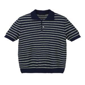 [JILLSTUART NEW YORK MEN] [질스튜어트 뉴욕 남성] [25SS] 페이퍼 스트라이프 배색 카라 니트 JNSW5B304