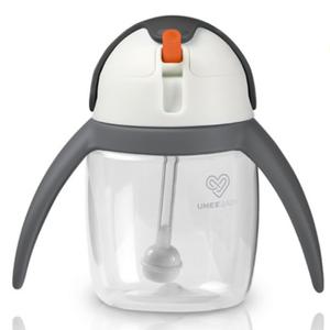 유미 아기 베이비 펭귄 빨대컵 유아컵 240ml 그레이