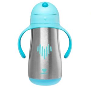 유미 아기 유아 스텐 빨대컵 보온 보냉 350ml 블루