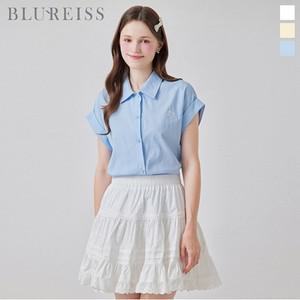 [블루레이스] 리본자수 롤업 소매 블라우스_B5M1BL5291