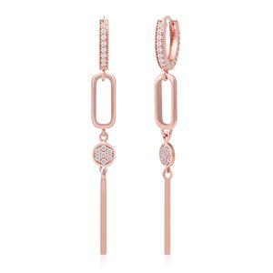 14K 금침 이어링 로즈골드 미헬레 큐빅 심플 롱 드롭 심플 여자 데일리 원터치 금 귀걸이