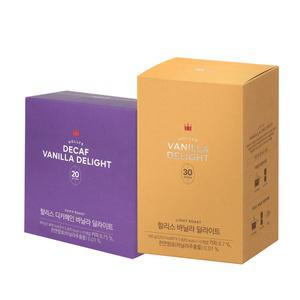 할리스 바닐라딜라이트 30입, 1개+디카페인 바닐라딜라이트 20입, 1개