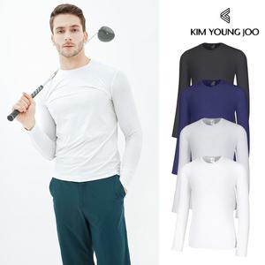 김영주 남성 골프웨어 봄 여름 아이스쿨 라운드 냉감 쿨링 UV차단 기능성 긴팔 이너 티셔츠