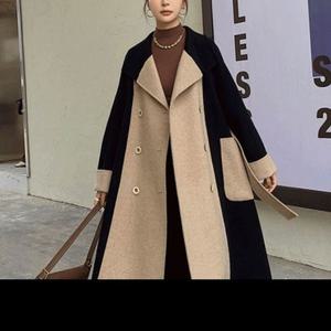 여성모직코트 배색롱코트 데일리 두톤롱코트 겨울 보