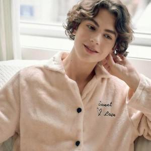 옷자락 남자 부드러운 가을 겨울 커플파자마 잠옷