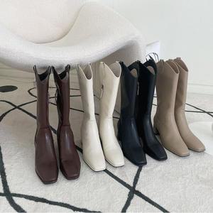 [OFM80N25]voy 여성 롱부츠 굽6cm 가죽 심플민자