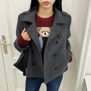 여자 겨울 심플 베이직 테일러드 카라 울 숏코트 자켓