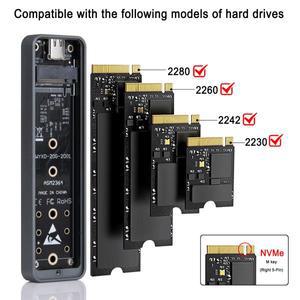 USB 32 C 타입 NVME SSD 인클로저 2230 2242 2260/2280 M B  M 키 외장 케이스 20Gbps M2 Enclosure GEN 2X
