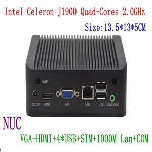 팬리스 미니 PC 산업용 PC 나노 미니 PC, j1900 2.0Ghz 프로세서, HDMI VGA COM SIM SSD, 와이파이, 24 시