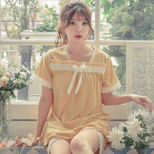 [옷자락]여자 여름 홈웨어 리본 반바지 잠옷_P321690544