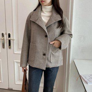 [옷자락]여자 가을 겨울 데일리룩 빅카라 하프 울 코트_P350325677