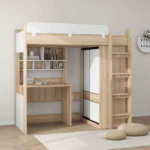 원룸이층침대 자취방 기숙사 복층 책상 벙커 베드 76x183cm/침대+옷장+책상+경사사다리