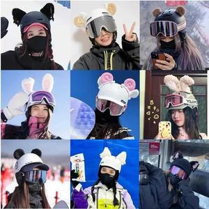 스키 보드 헬멧 여운 봉제 고양이 귀 장식 사이클링 스타일링 코스프레 모자 스티커