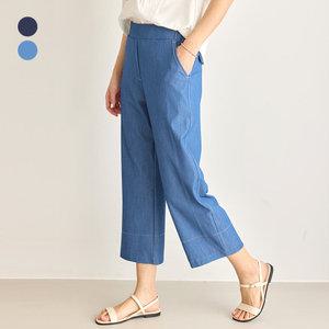 인견 스판 일자 청바지 9부 여성 데님 팬츠 세미와이드 시원한 봄 여름 통바지 편한 히든 밴딩 주머니 사이드 포켓