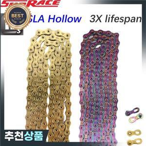 Sunrace 자전거 체인 SLA 롤러 할로우 골드 오일 슬릭 티타늄 코팅 MTB 바이크 시마노  12 s 단