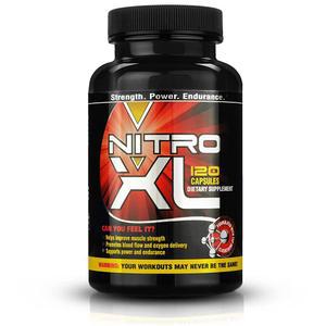 Nitro XL | 산화질소 보디빌딩 보충제 - L-아르기닌 함유 | 근육량 증가 - 찢어짐 - 성능 향상 - 지구력 및