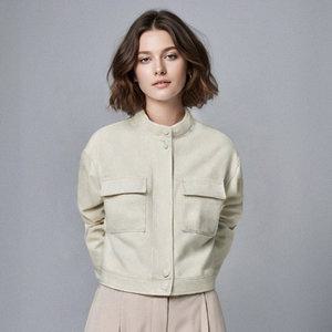 금강모피 25F/W 봄 가을 스웨이드 차이나 칼라 자켓 KCL-202 크림