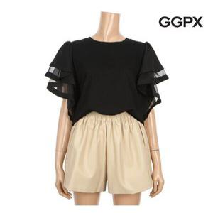 [GGPX]시스루 더블 러플 소매 반팔 티셔츠 (GNHTSC30F)