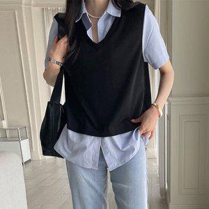[모니카룸] (L/XL)(빅사이즈)미니멀 셔츠 레이어드