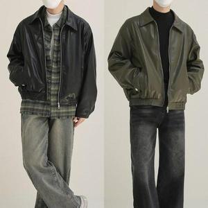 [셀러허브]숏레더루즈핏내추럴자켓 오버핏 레더자켓 비건레더 점퍼 (S31589990)