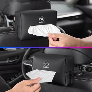 Skoda Fabia 1 2 Octavia A7 RS Superb Rapid Yeti Karoq Vision Roomster Interior 용 가죽 카시트 백 티슈 박스 Storge Bag