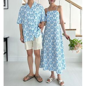 [오노마] ONM 남녀 유니크패턴 커플 비치웨어 썸머룩 셔츠 드레스  17774758)