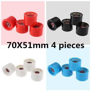 4조각 longboard 휠 + ABEC-9 베어링 70mm 스케이트 보드 타이어 abec9 608 ruedas 롤러 82a
