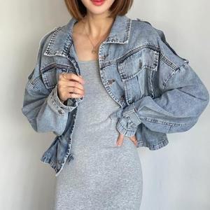 여자 진 데님 빅사이즈 캐쥬얼 드로우코드 자켓