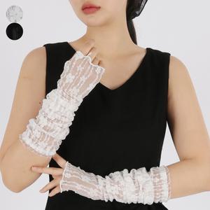 ST912 꽃비 팔 쿨 토시 롱 플라워 망사 핸드 워머 커버 여성용 운전 등산 스포츠 운동 UV 자외선차단 장갑 손토시 페이크 소매 패션 암워머