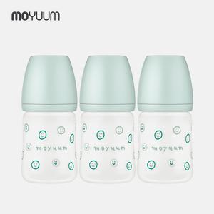 [모윰] 실리콘 코팅 노꼭지 유리 젖병 150ml 트리플팩 - 해피모어 에디션