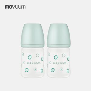 [모윰] 실리콘 코팅 노꼭지 유리 젖병 150ml 2팩 - 해피모어 에디션
