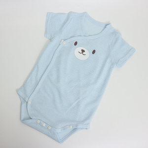 신생아 밤부면매쉬 블루 반팔 배냇바디슈트옷 봄여름