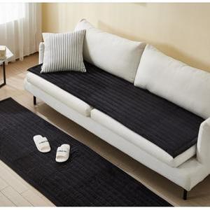 극세사 롱방석 패드 가죽소파 65X230cm(블랙)