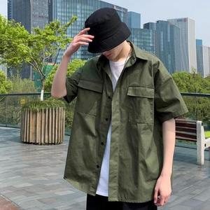 남자남방 INSUM74 야상 캐주얼셔츠 오버핏 반팔남방