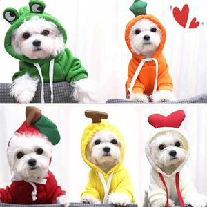 반려티셔츠 후드 귀여운 과일 강아지 옷 따뜻한 양털 애완 동물 의류 고양이 코스튬 코트 소형견 치와와