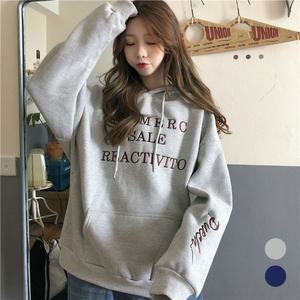 여성 기모 안감 루즈핏 후드 티셔츠 학생후두티 모자