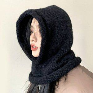 [옷자락]여자 겨울 니트 넥워머 후드모자 바라클라바 목도리