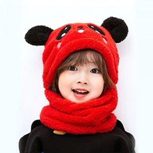 겨울 일체형 펜더 캐릭터 자수 이중 워머 후드 모자