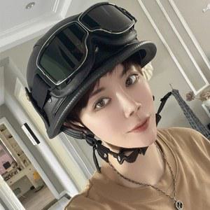 독일군 헬멧 오토바이 반모 썬바이저 할리헬멧 빈티지 사계절 검은색 스쿠터 여자 자전거