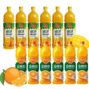 롯데칠성 델몬트 오렌지 1.5L x 6개+망고 1.5L x 6개 과일 주스 음료