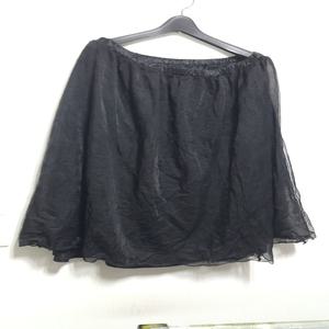 F0702 검정 망사 레이스 플레어 롱 미디 스커트 치마