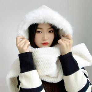 [KGPQT6UV_4B]후드 머플러 올인원목도리 퍼목도리